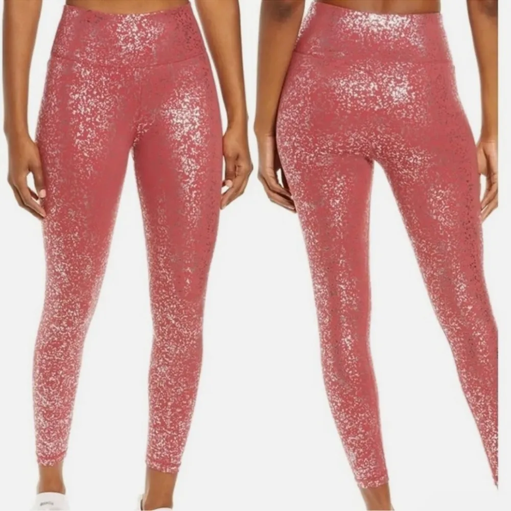 Sweaty Betty Leggings 7/8 Goddess Foil Print High Waisted Red Terrazzo - Image 2