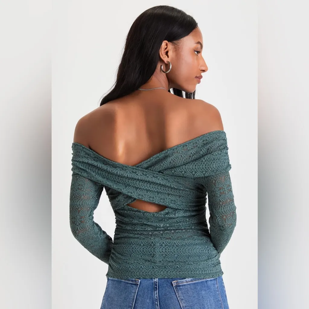 Free People Hold Me Closer Sage Green Lace Long Sleeve Top - Image 14