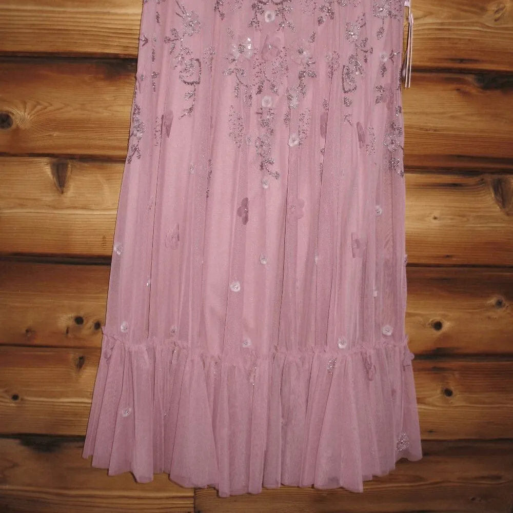 MAC DUGGAL  9212 Embellished High Neck Cap Sleeve A Line Dress Pink 12 - Image 9