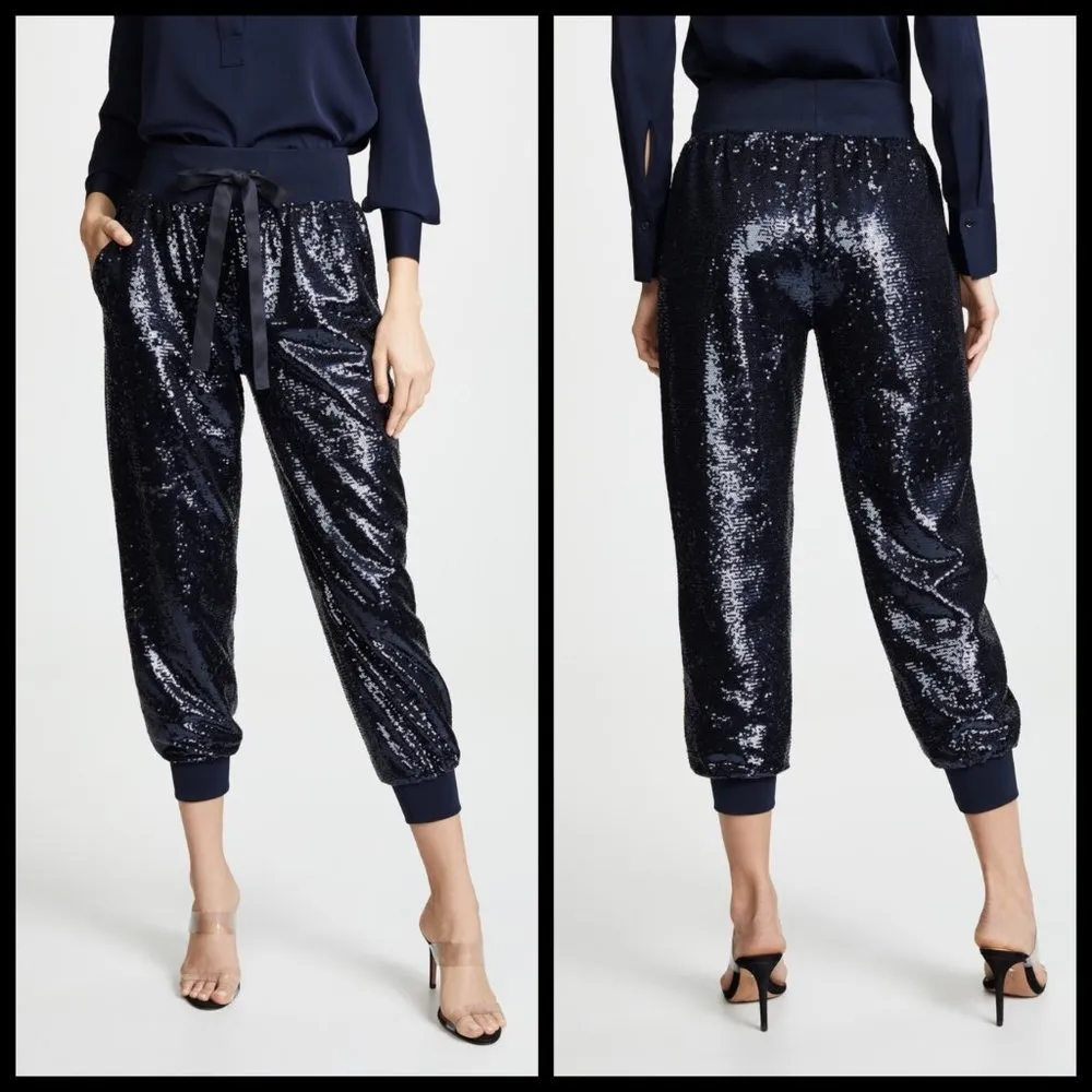 💕CINQ A SEPT💕 Giles Sequin Pull-On Jogger Pants Navy Blue XS NWT - Image 4