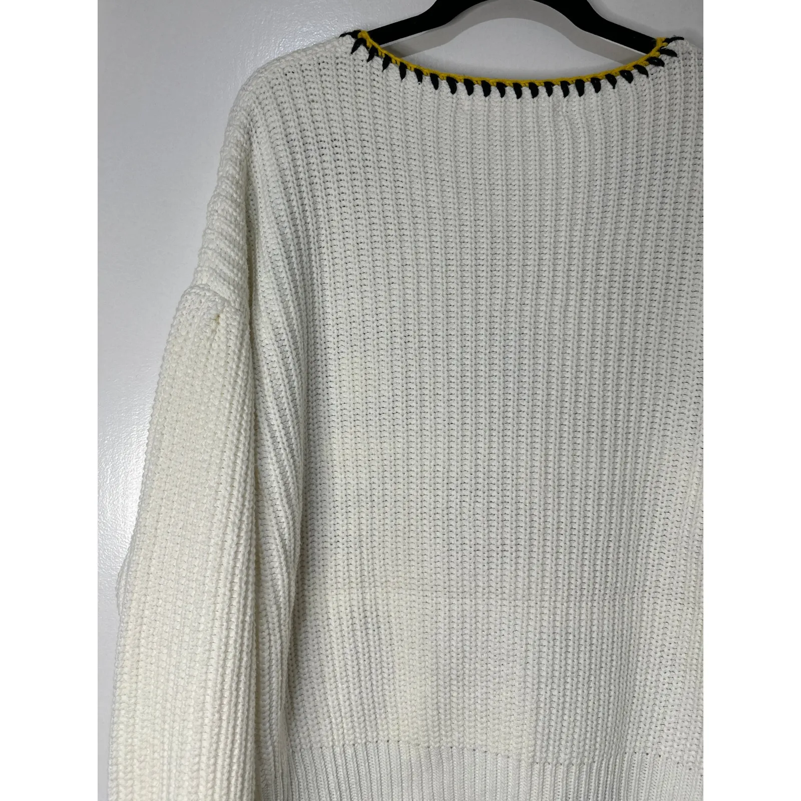 Blue Velvet Brianna Granny Square Knit Long Sleeve Sweater White Multi Small NWT - Image 13