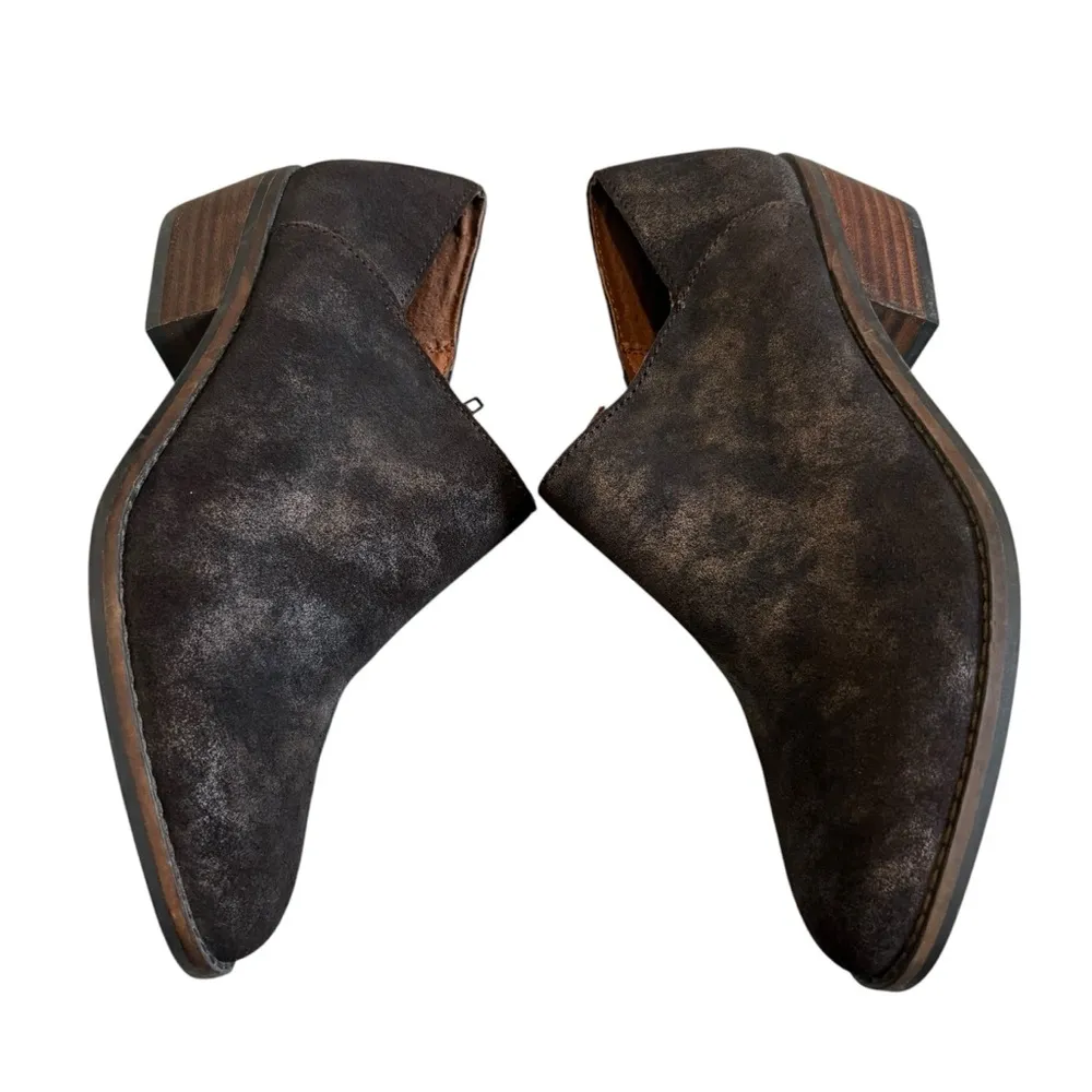 LUCKY Brand Ferryn Bracken Aurora Brown Metallic Waxed Suede Ankle Bootie, Sz 6 - Image 13