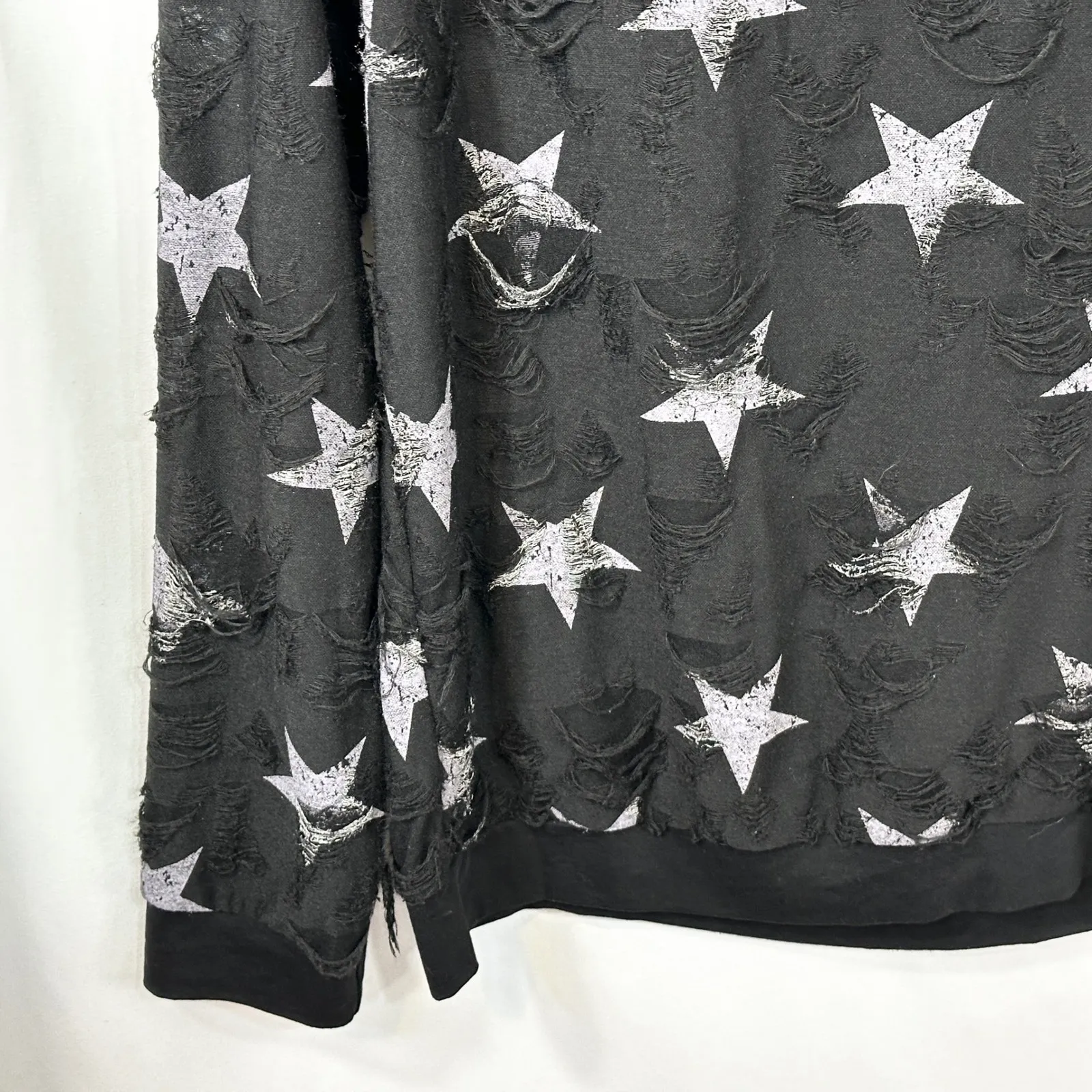 Roberto Cavalli XL Top Black Star Distressed‎ Italy David Rose Grunge Goth 1416 - Image 6