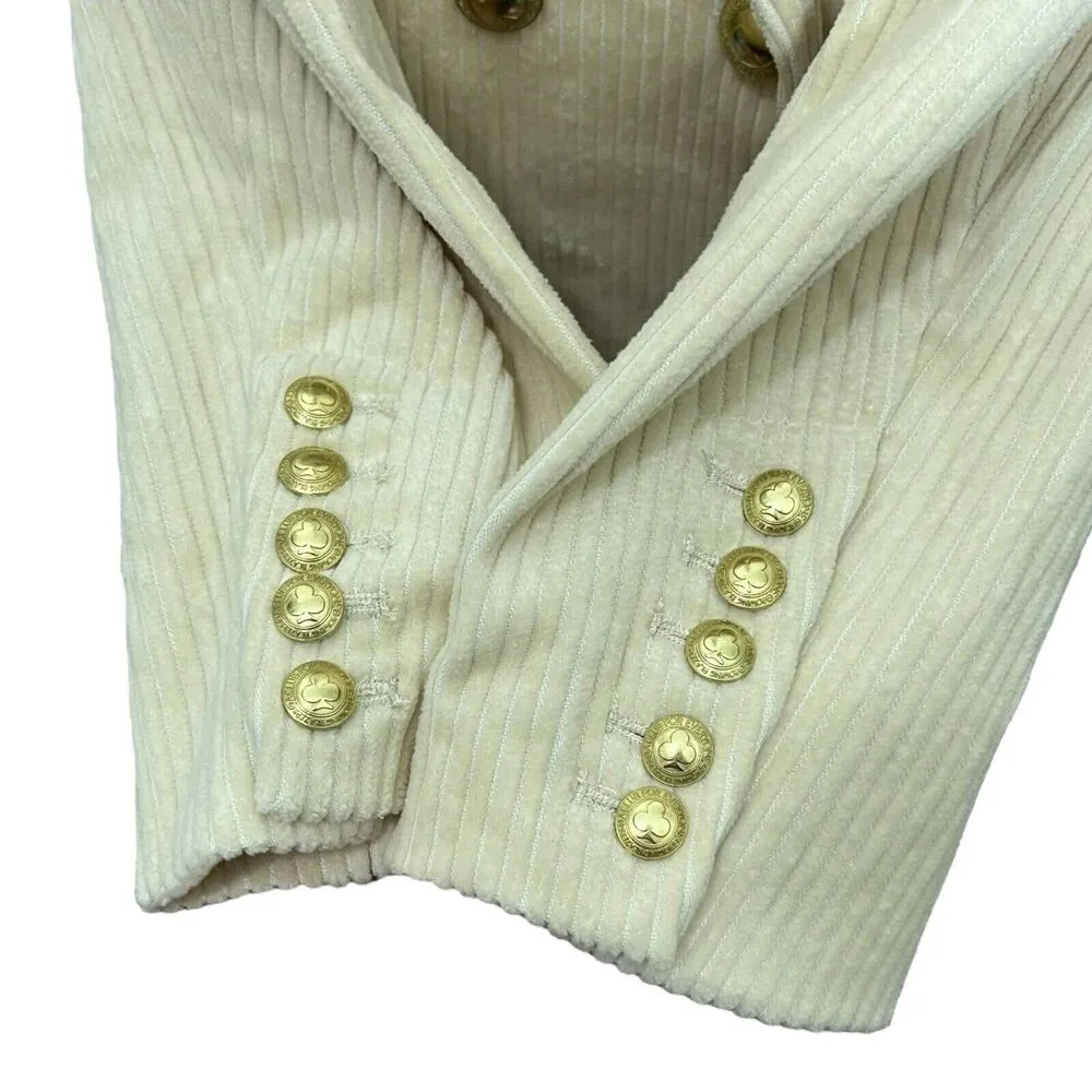 Rowing Blazers X Target Double Breasted Blazer Jacket Cream Corduroy Women M New Brown Size M - Image 5