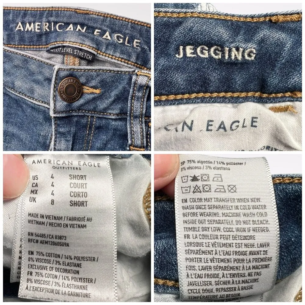 American Eagle Distressed Jegging Jeans Dark Wash Size 4 Short - Image 3