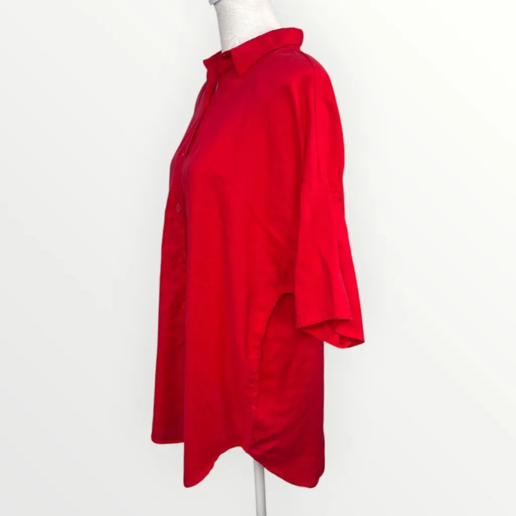 Vintage By Krash Oversized Button Up Shirt Rayon Size Large Red - Image 4