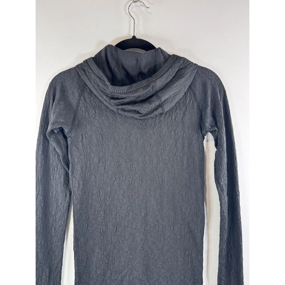 Lululemon Womens Hoodie Black Rest Less Textured Thumbhole Pullover Athletic 4 - Image 8