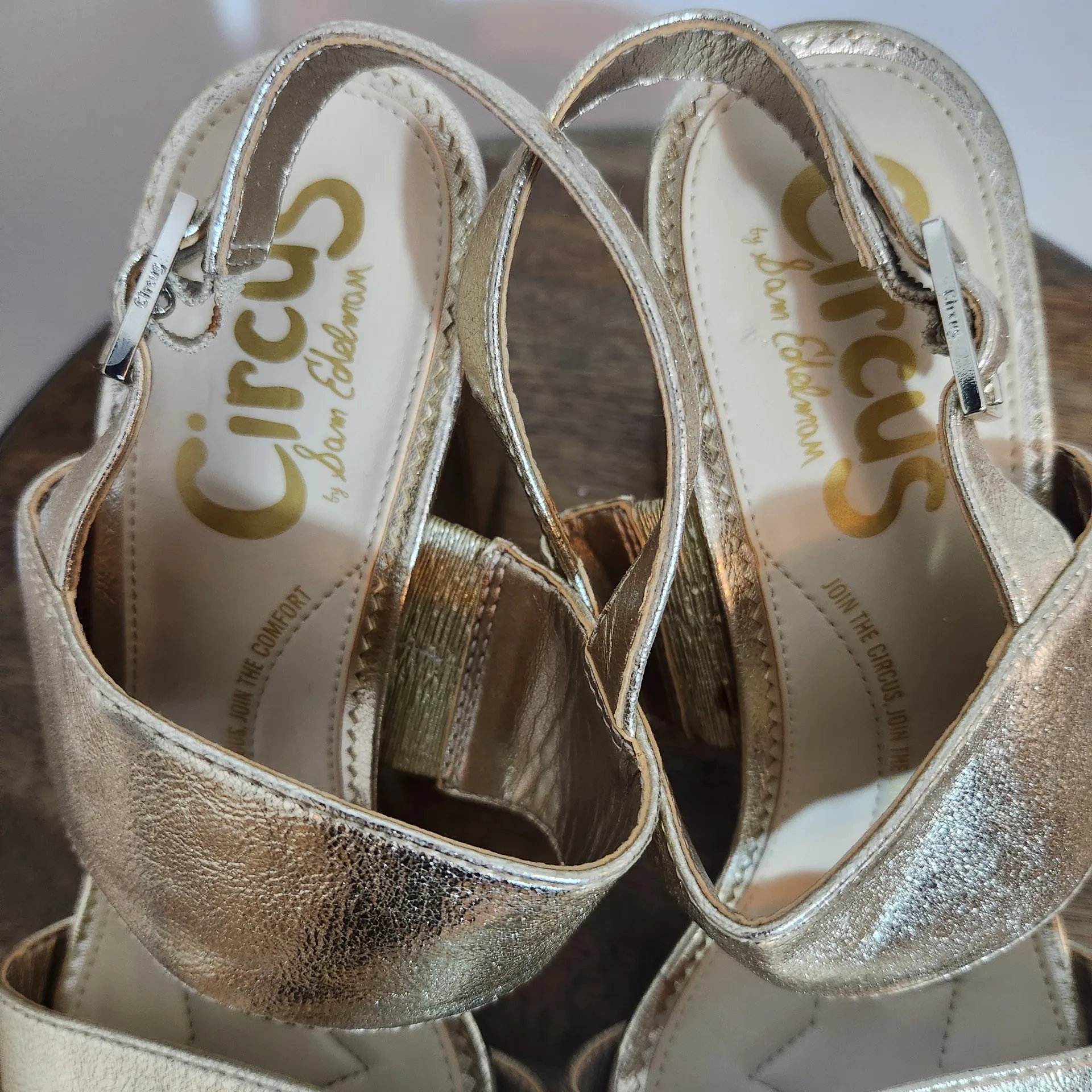 Circus by Sam Edelman Gold Block Heel Sandals Size 8.5 Gold Sandal Heels - Image 4