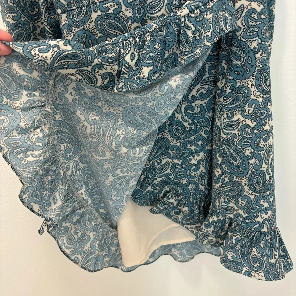WAYF Michelyne Blue Paisley Mini Dress One Shoulder Ruffled Ruched Formal NWT - Image 11