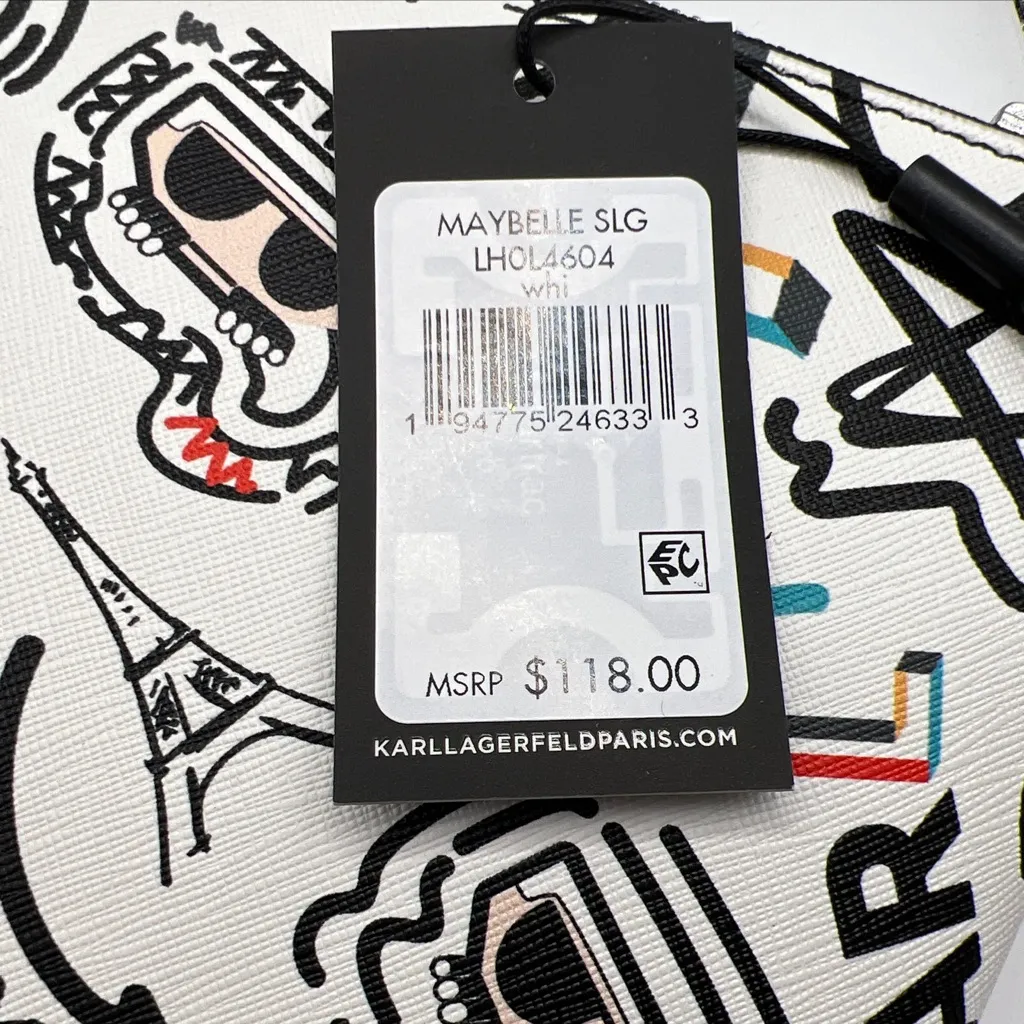 Karl Lagerfeld Paris White Faux Leather Wristlet NWT!!! Maybelle $118 - Image 5