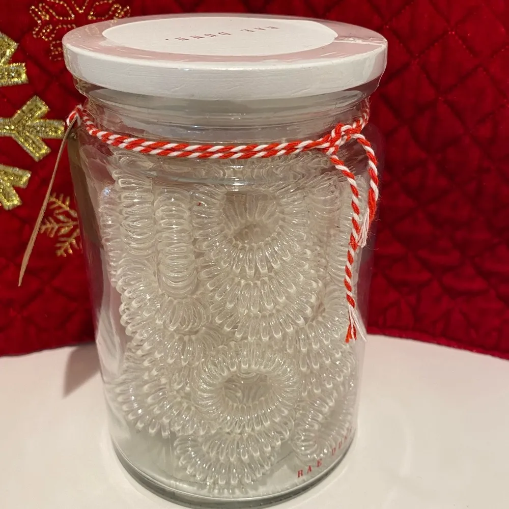 Rae Dunn 60 Spiral Hair Ties Glass Jar - Image 4