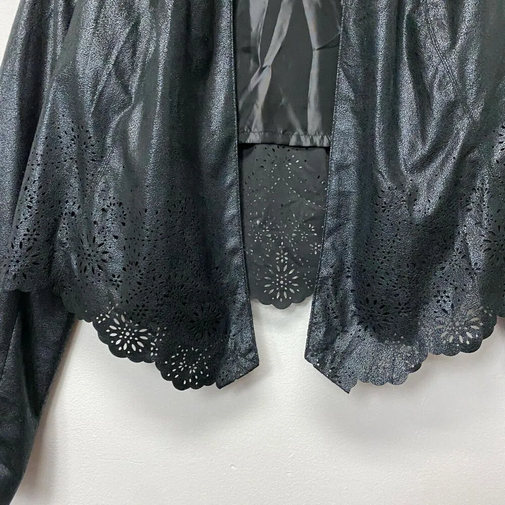 INC International Concepts Black Faux Suede Laser Cut Jacket Women's Size S Emo - Image 8