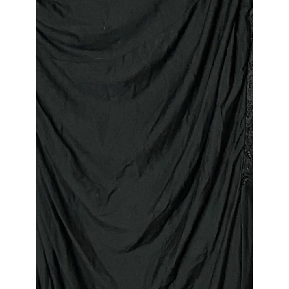 NWT Guess Mini Dress LARGE Black Lace Mixed Media Ruched Floral Sleeveless Party - Image 5