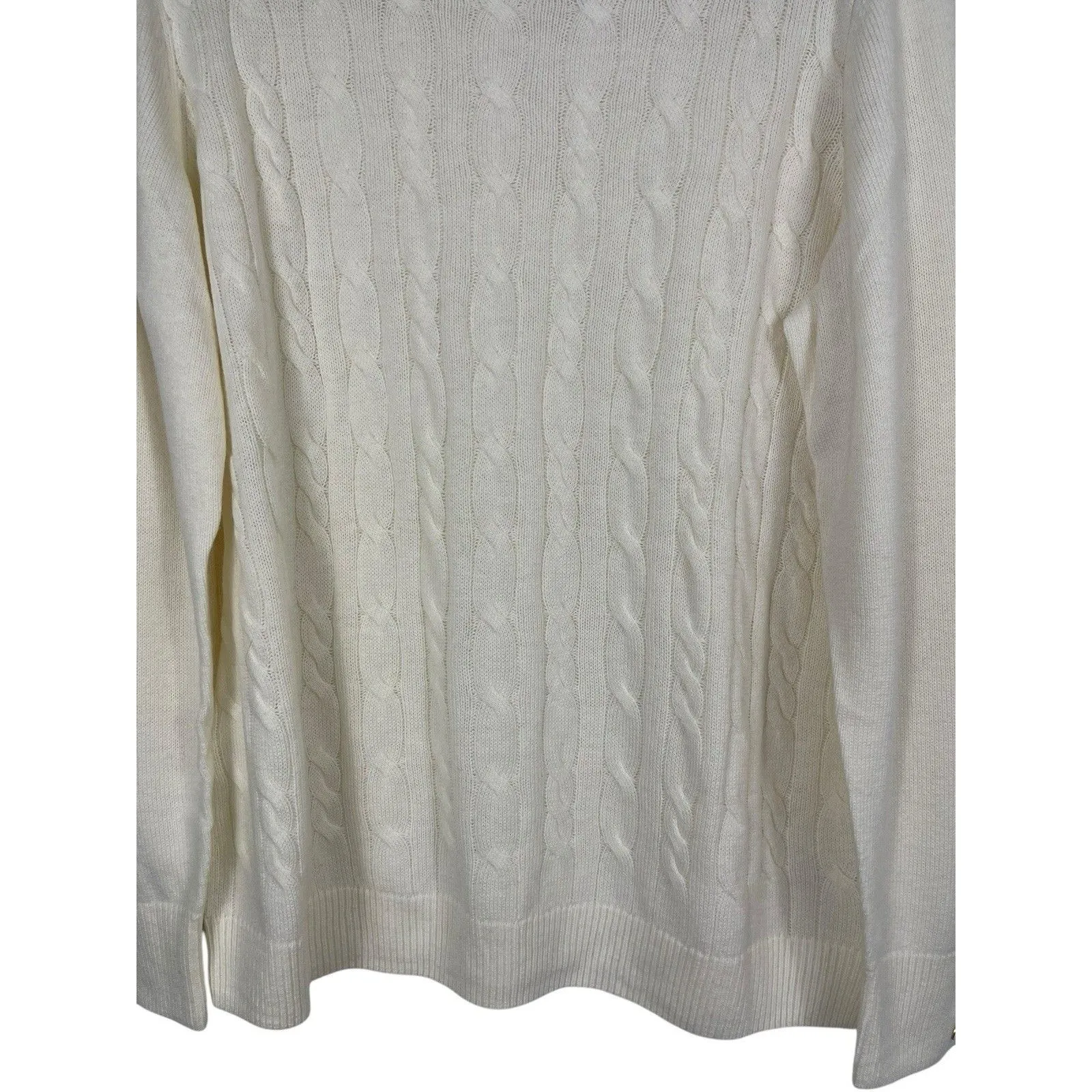 Talbots Woman Petites 1XP Cream Cable Knit Sweater Lambswool Blend Old Money - Image 3