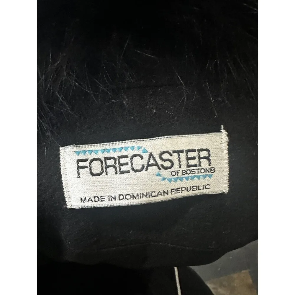 Genuine Fox Fur Collar Trench Coat Jacket Size 12 100% Wool Black Finland​​​​​ - Image 8