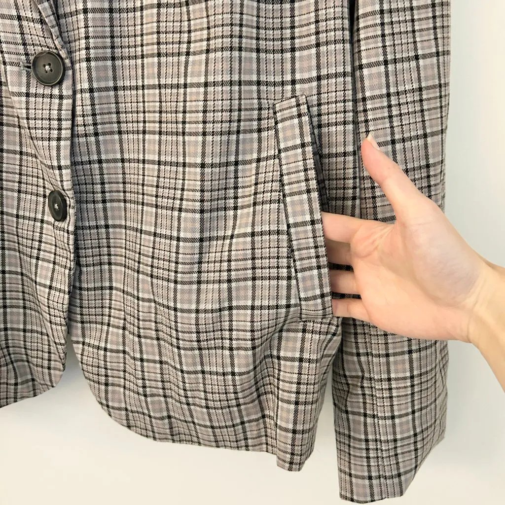 Free People We the Free Cali Oversized Plaid Blazer in Neutral Combo XL NWOT - Image 6