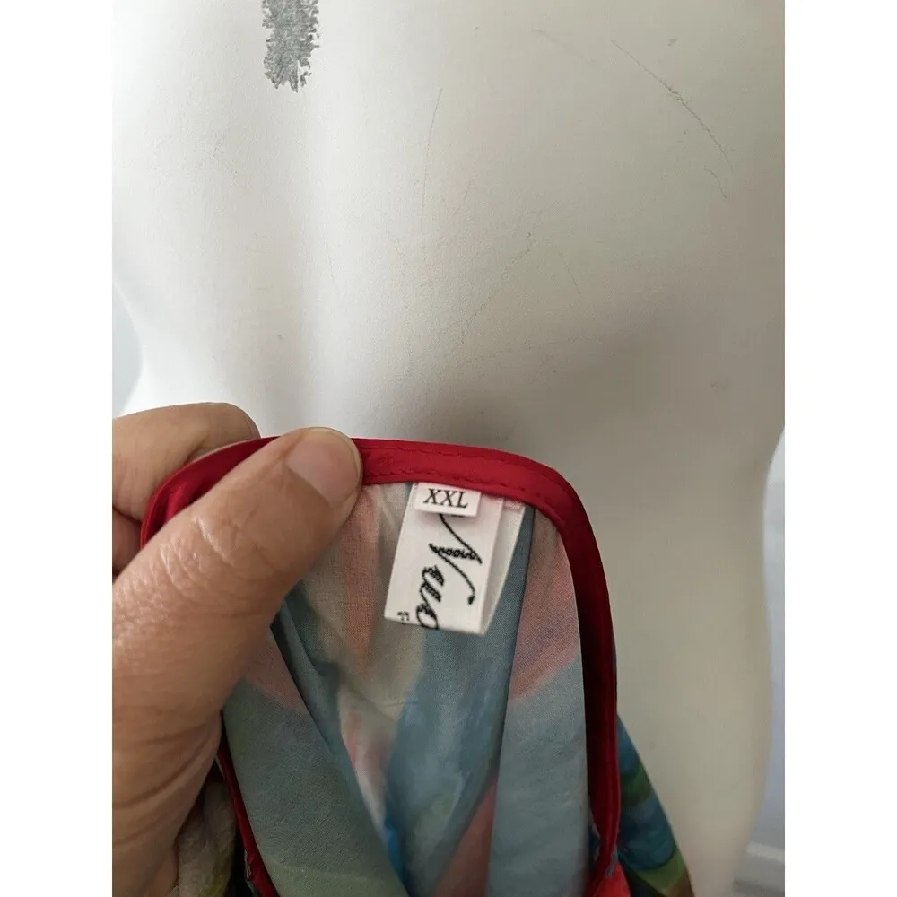 Women’s Watercolor Abstract Floral Lilypad Flower Floral Pull On Tunic Dress 2xl Size XXL - Image 4