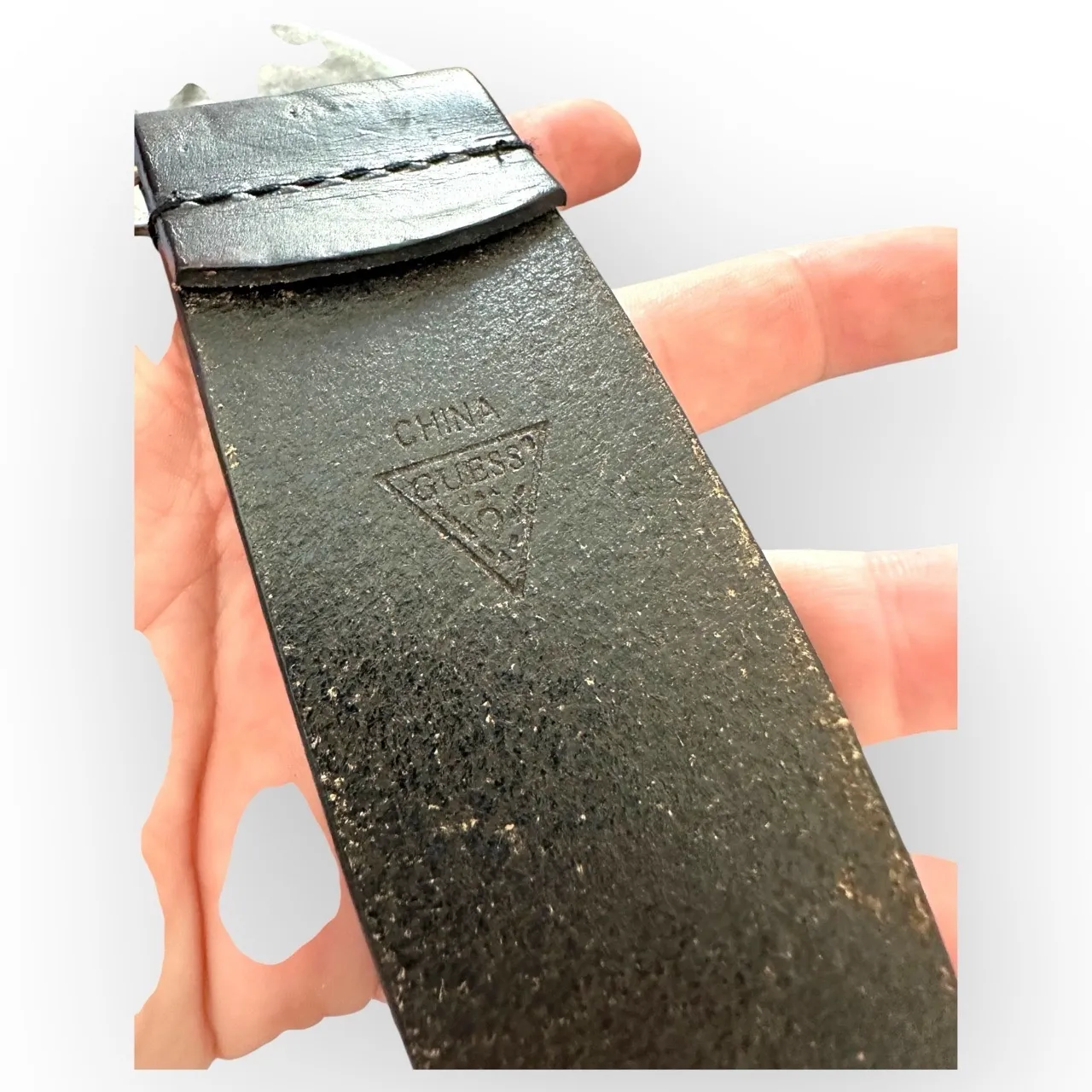 GUESS True Vintage Dark Brown Black Lion Crest Embossed Belt - Image 5