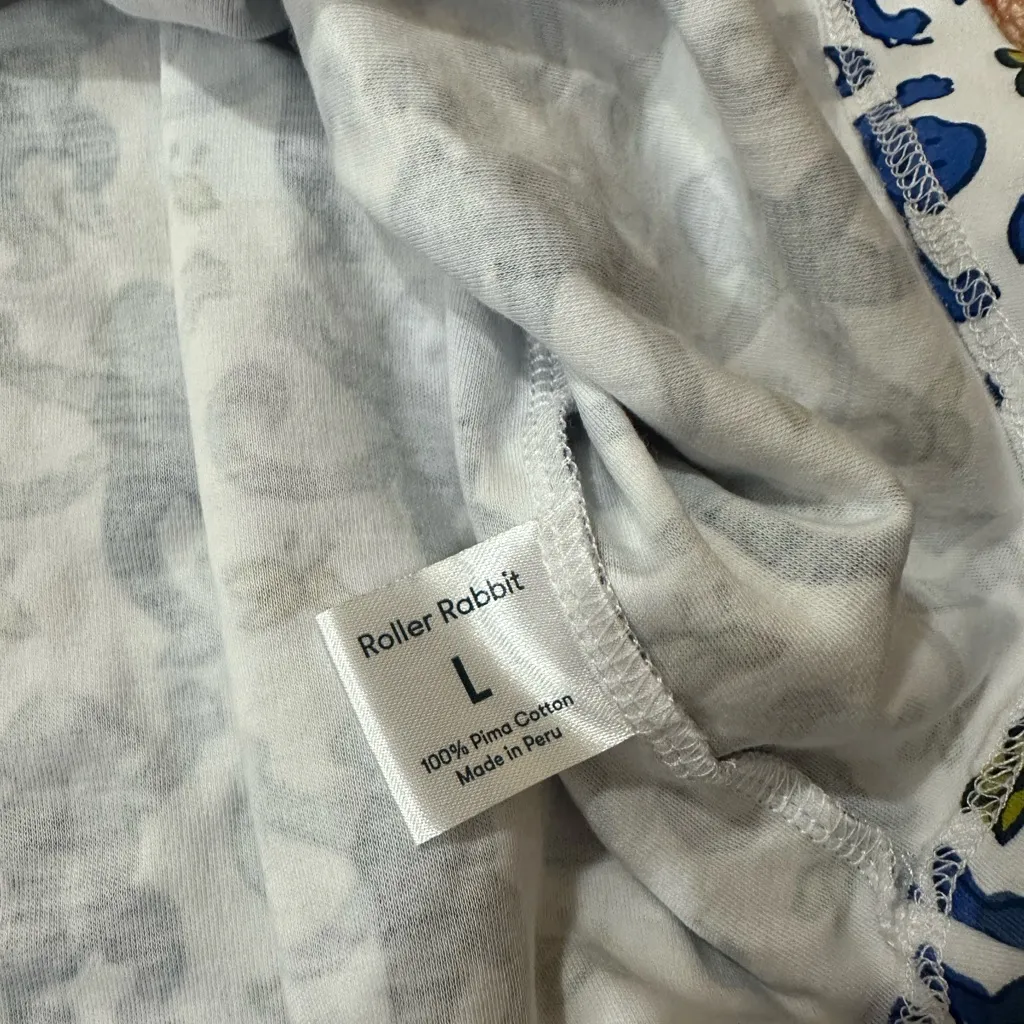 Roller rabbit the originals monkey polo pajama TOP only blue size large NWOT - Image 5