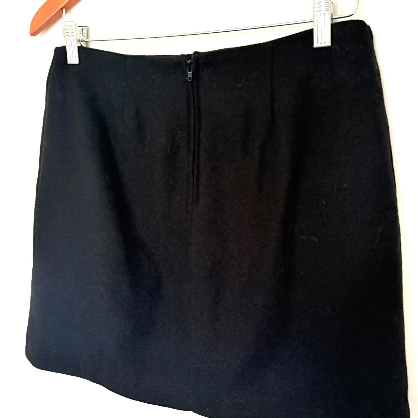 35th and 10th Y2K Black Wool Blend Lined Mini Skirt Slit Detail Vintage Sz 9 - Image 10