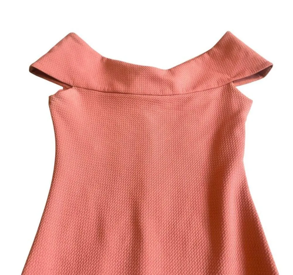 Dress the Population Claudette Bodycon Dress Knee Length Coral Stretch Small - Image 4