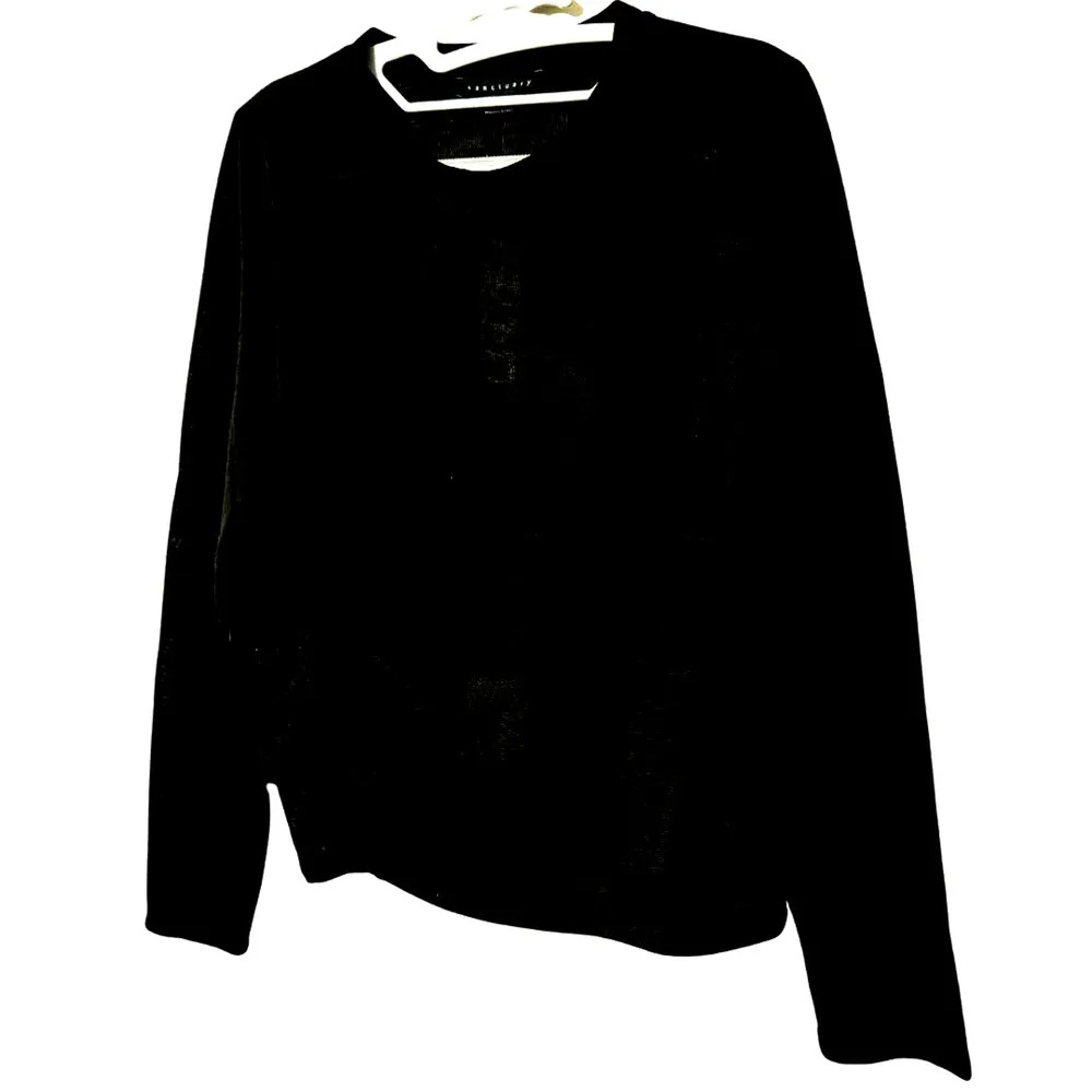 SANCTUARY Long Sleeve Knot Detail Sweater Tee Pullover Black NWT Medium - Image 2