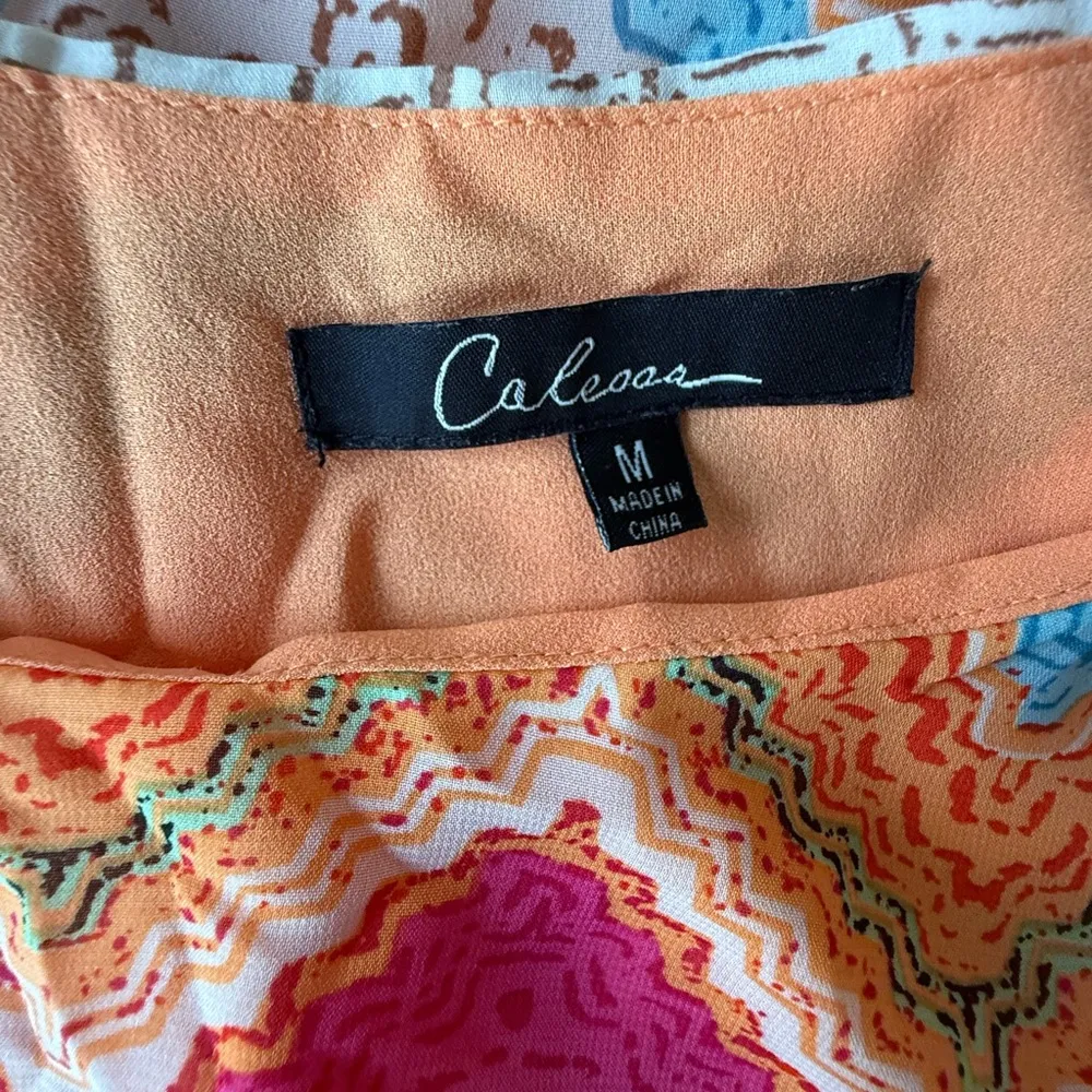 Caleaas Chevron Pattern Poncho Top Chevron Blouse size M Orange Size M - Image 4
