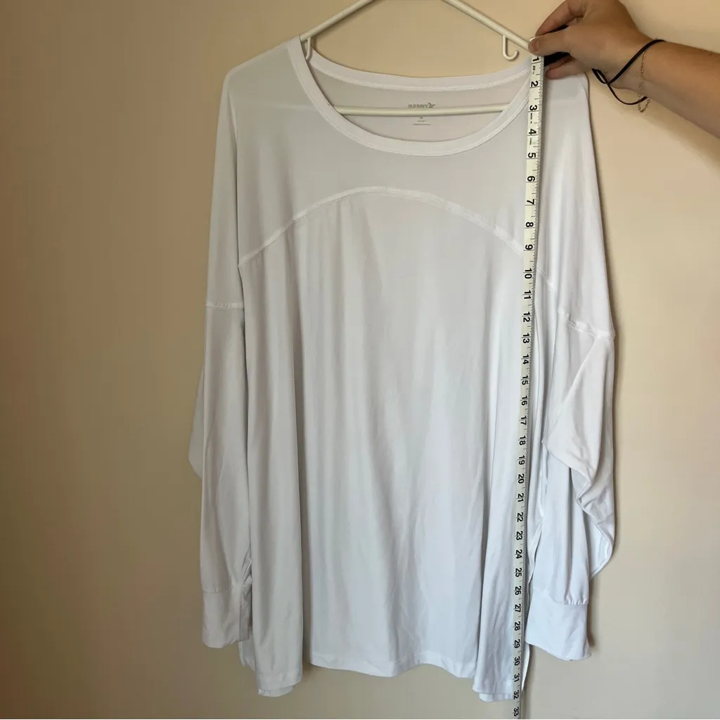 Old Navy Active Womens XL White CloudMotion Go-dry Long Sleeve Tunic Side Slit - Image 2