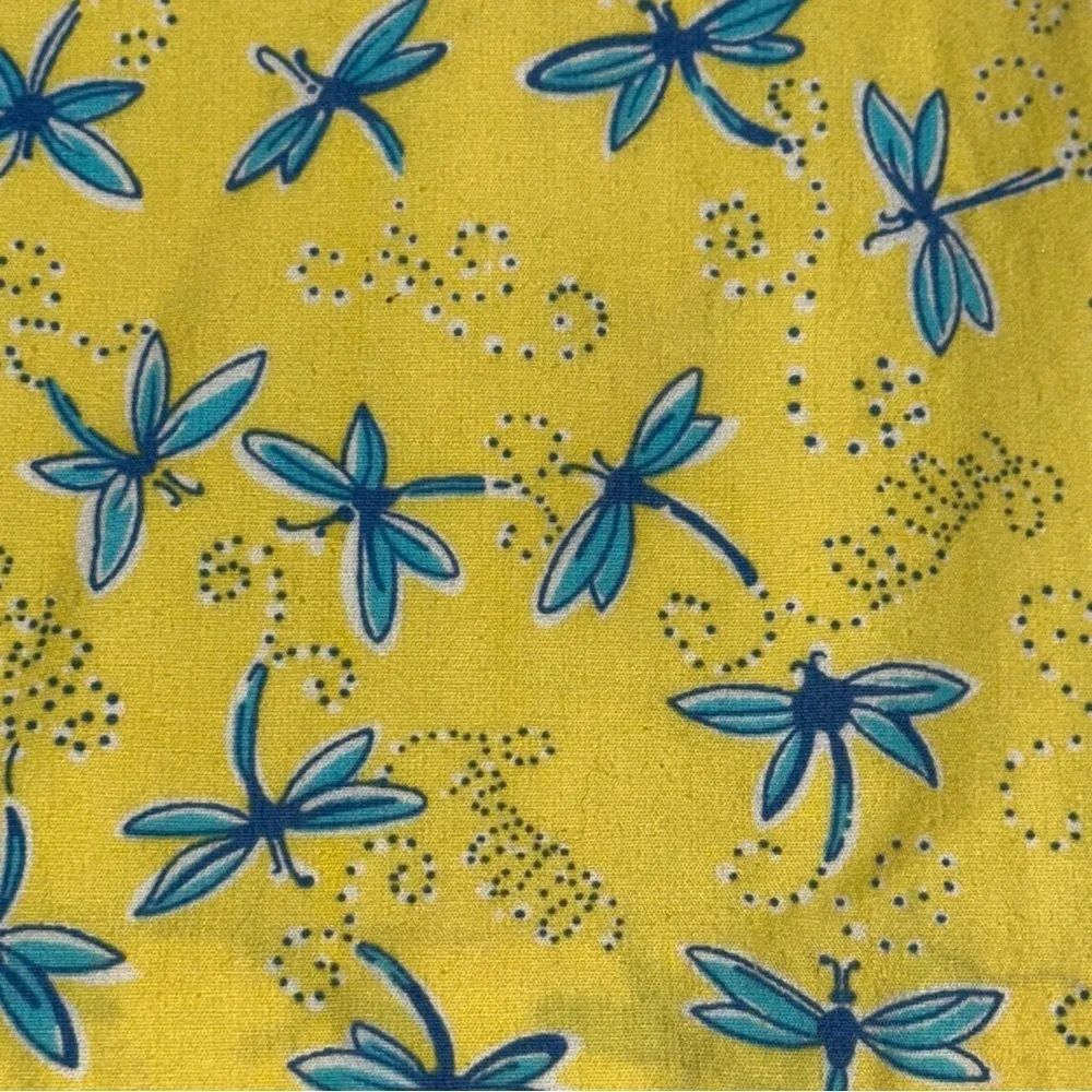 Lilly Pulitzer White Vintage 12 Yellow Blue Snappy Dragonflies Dragonfly Skirt - Image 3