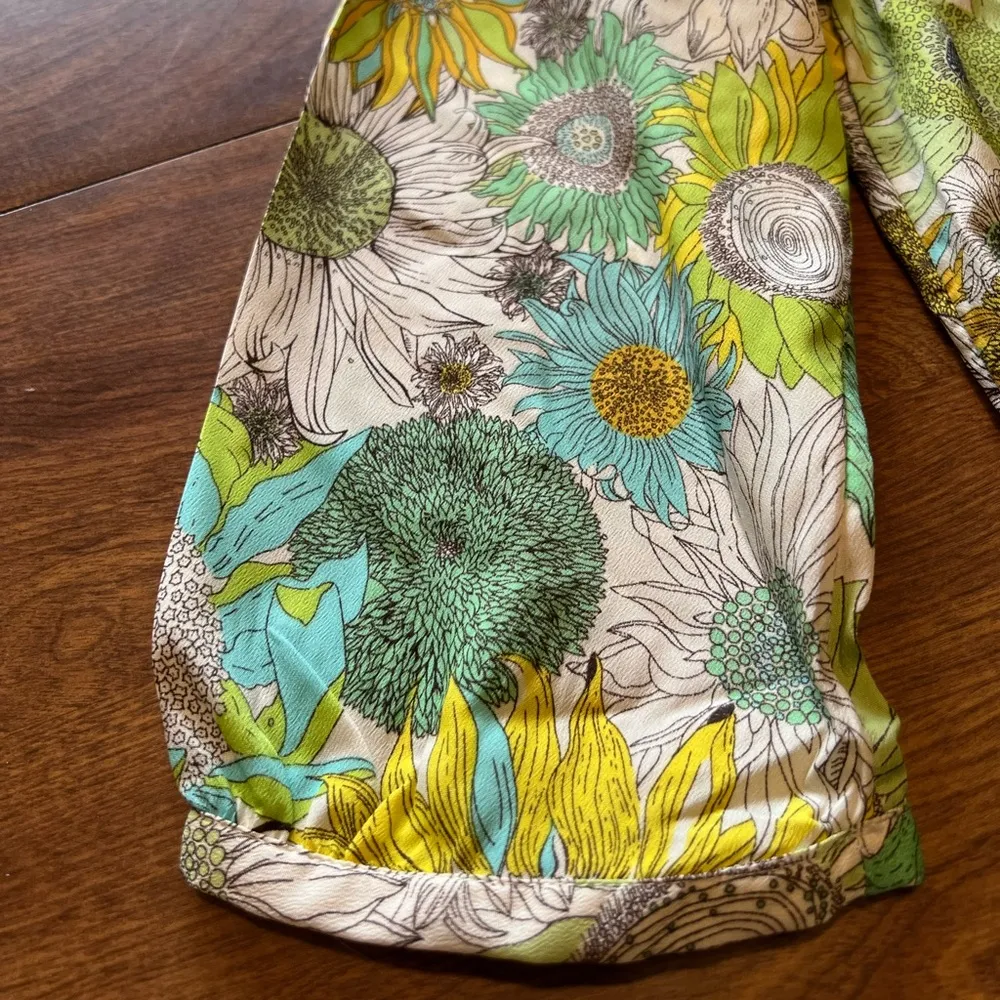 Liberty of London for Target Yellow Green Sunflower Floral Boho Top Blouse XS - Image 4