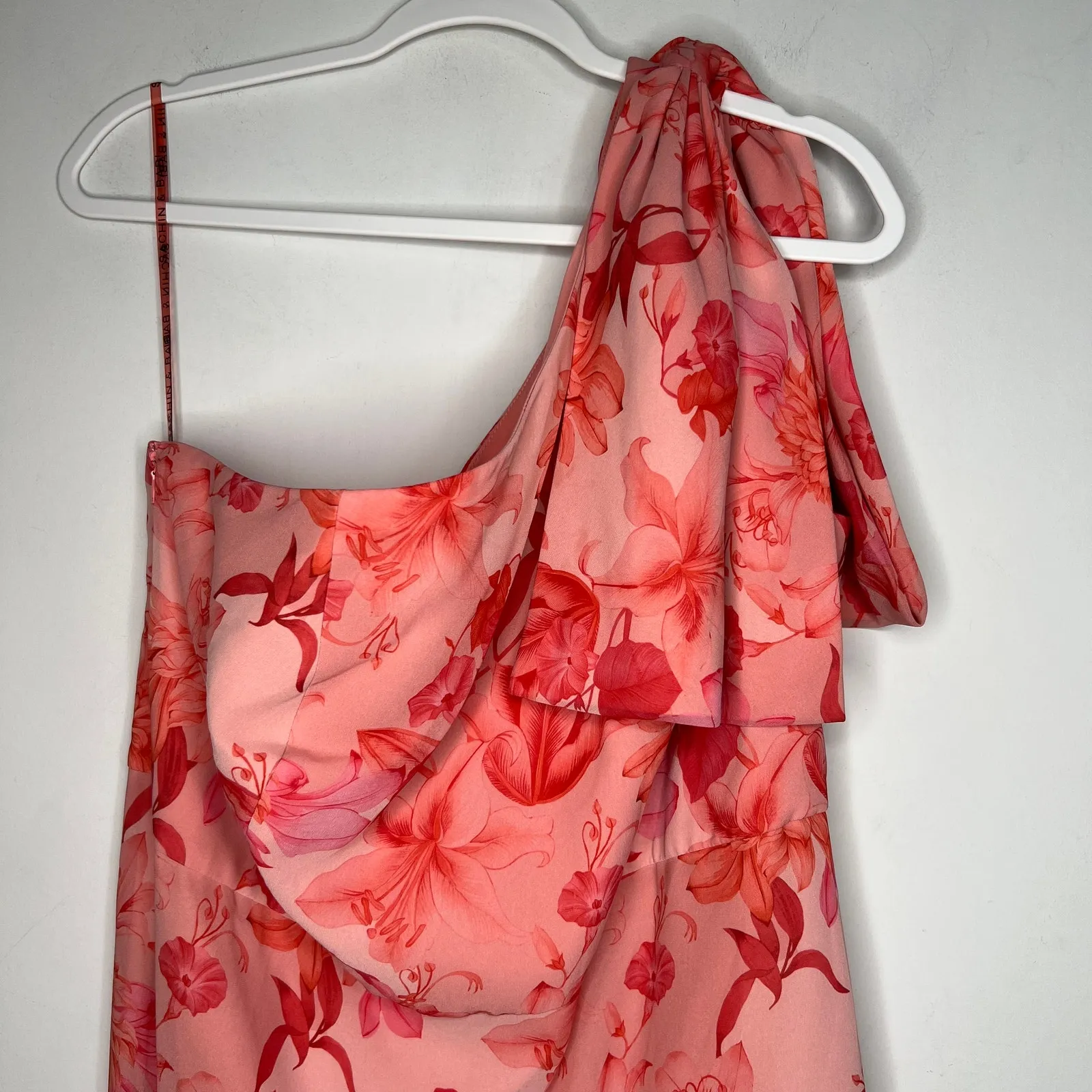 Sachin + Babi Pink Floral One Shoulder Chelsea Maxi Gown Dress Size 18W - Image 3