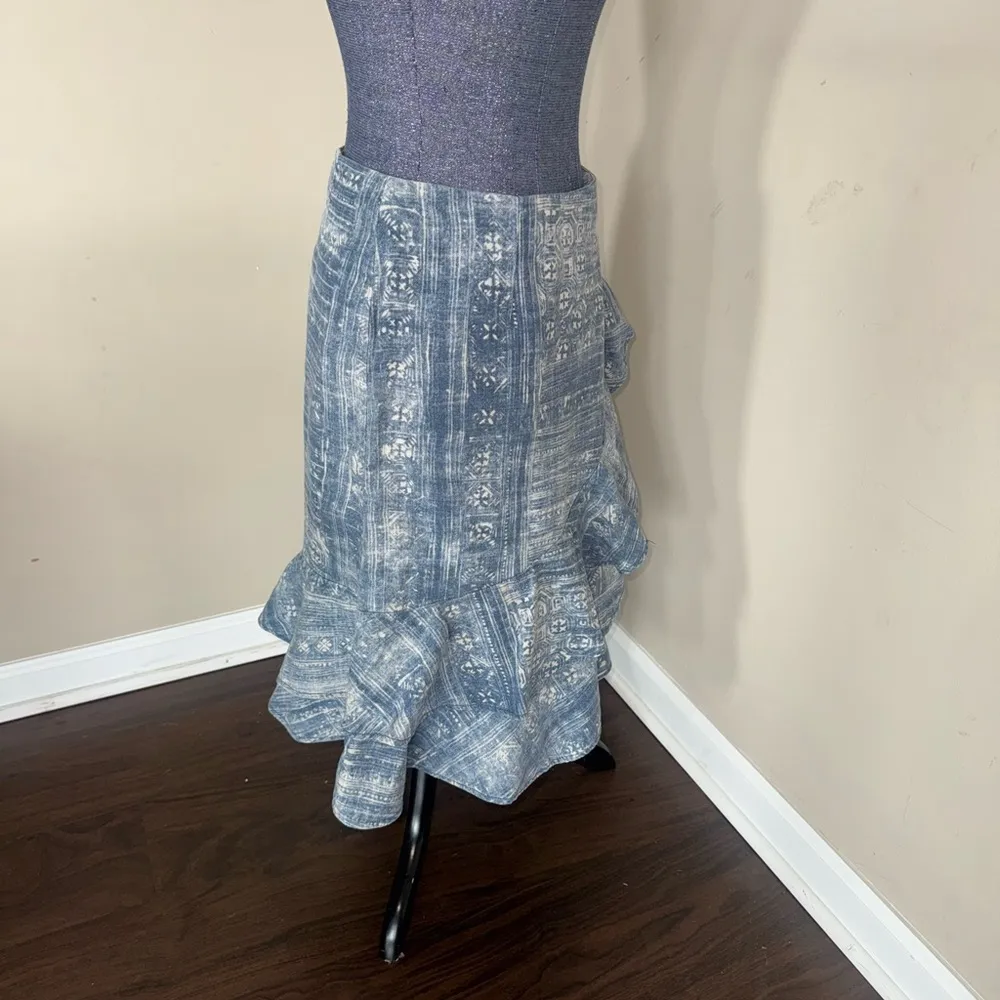 Lauren Ralph Lauren Jeans Co Vtg Linen Blend Ruffle Skirt Women’s 2 - Image 4