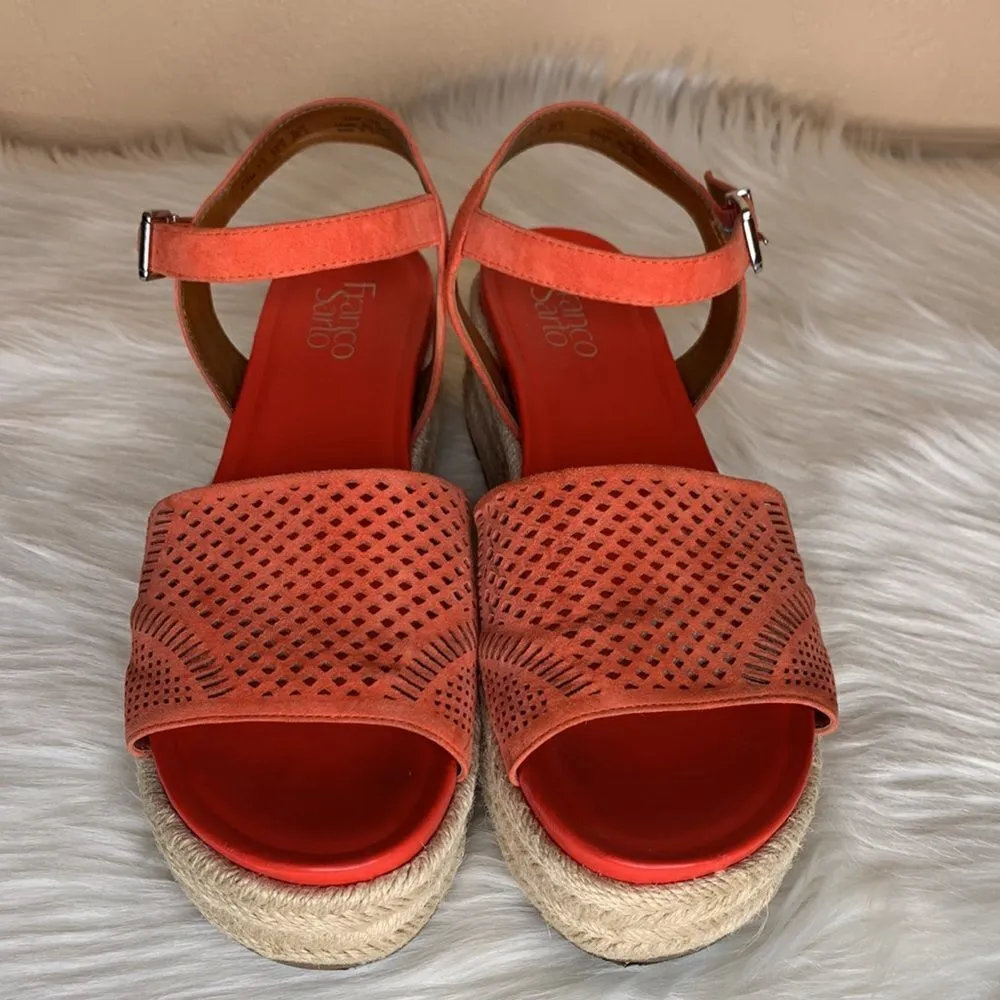 Franco Sarto Wedge Sandals Tennia Espadrille Platform Sandal Tangelo Suede Size - Image 12