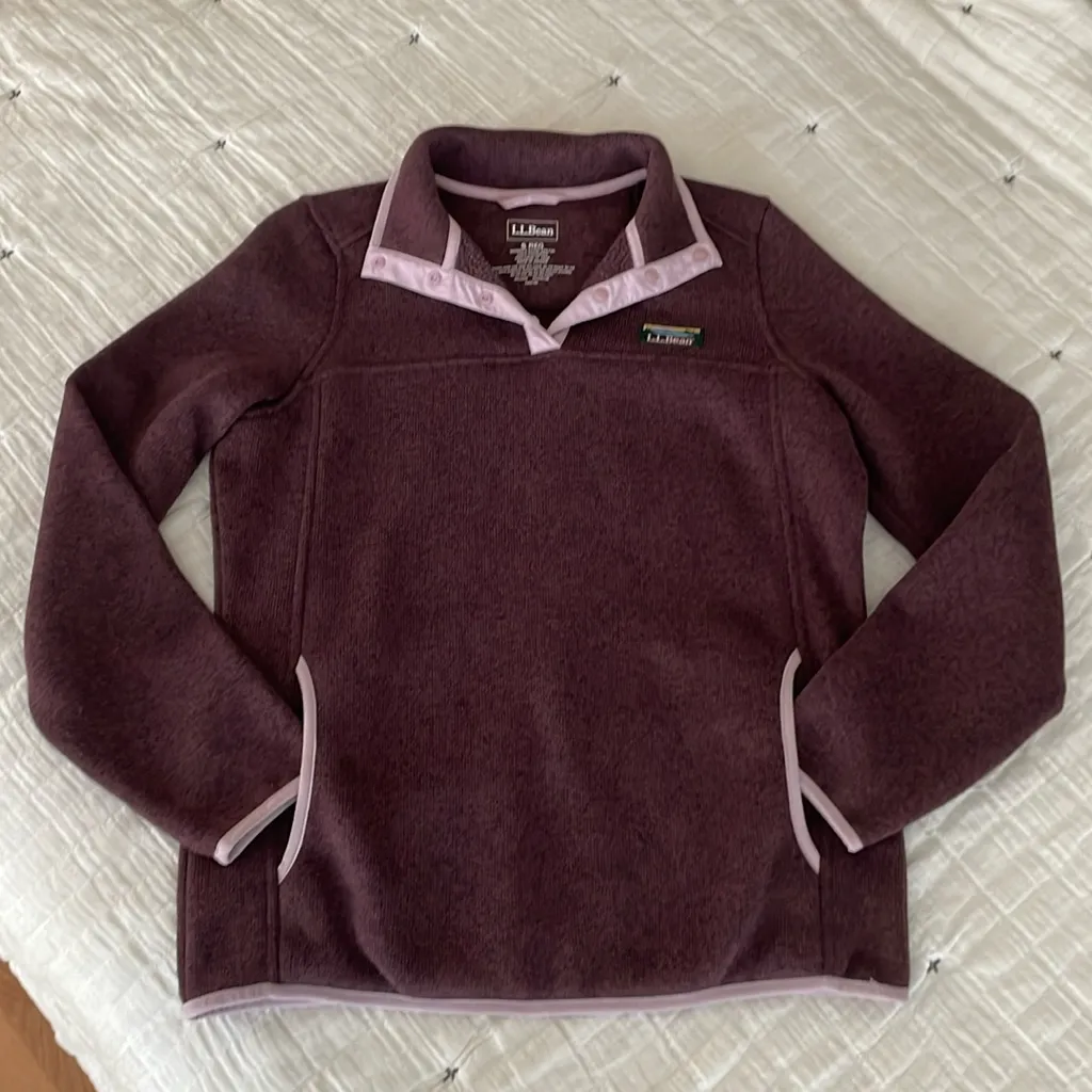 L.L. BEAN Women’s Sweater Fleece Pullover Sweatshirt in Raisin Purple Size S - Image 4