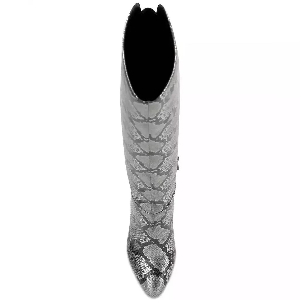 NEW Jessica Simpson Women's Mistia Over-The-Knee Boots In  Chrome Snake - Image 9