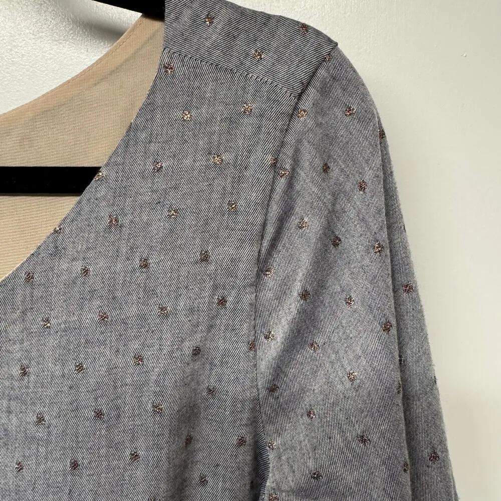 Paper Crown Drop Waist Blue Copper Dot Maternity Dress 3/4 Sleeve Size Small - Image 3