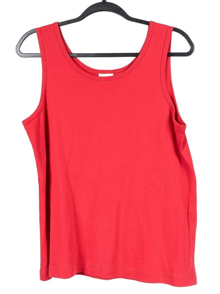 Westbound Tank Top PL L Petite Womens Red Scoop Neck Cotton Sleeveless Basic - Image 1