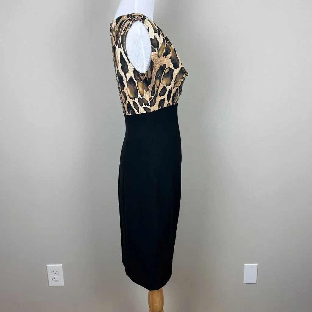 Cache‎ Dress 2 Black Animal Print Cowl Neck Sheath Wiggle Over Knee Mob Wife - Image 7
