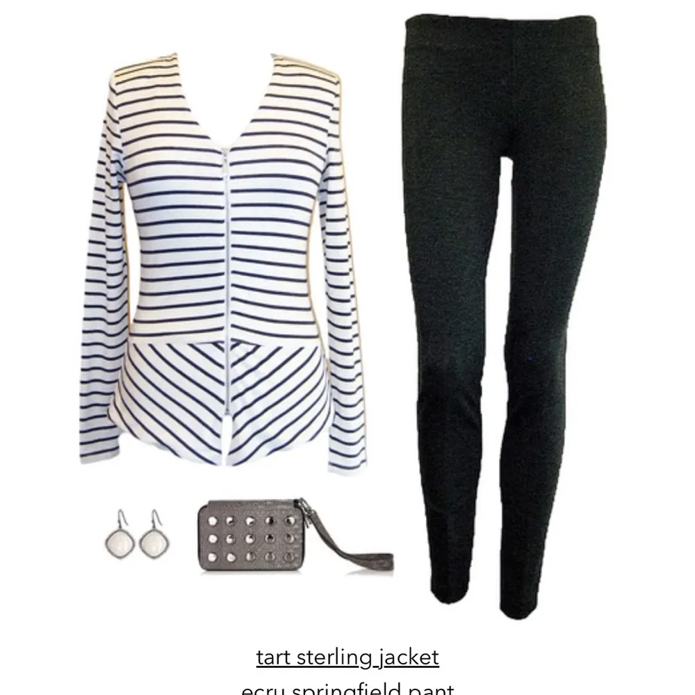 Tart Sterling Sweater Jacket in blue and white with Peplum - size Small - Image 4