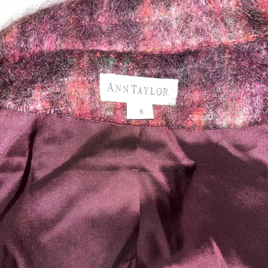 Vintage Plaid Wool Blend Coat Multicolor Unisex Pink Size 8 - Image 6