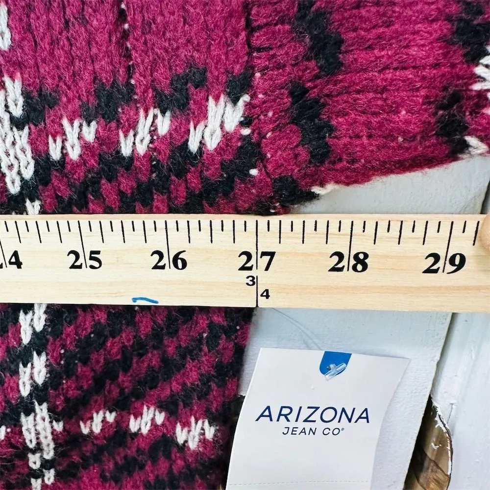 NWT Arizona‎ Jean Co. Women's XL/XXL Burgundy Plaid Pullover Sweater Casual Fall Red - Image 6