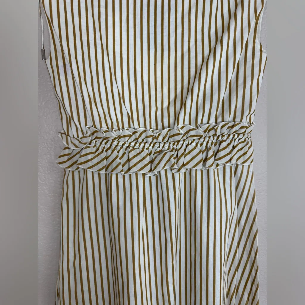 Robert Rodriguez Mariel Gold White Striped Cotton Midi Dress Small NEW $525 - Image 16