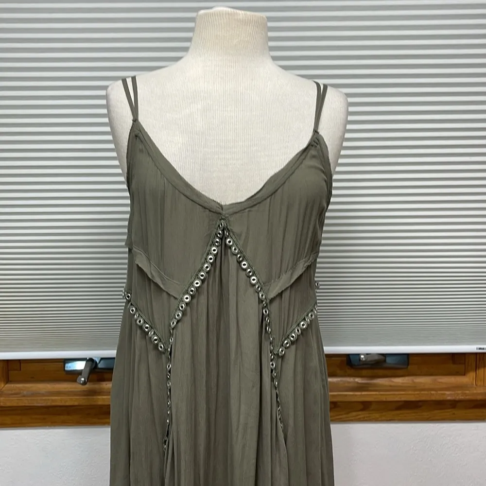 Free People Intimately Olive Green Sway With Me Trapeze Embellished Slip  Dress Size M - $25 - From Gayle