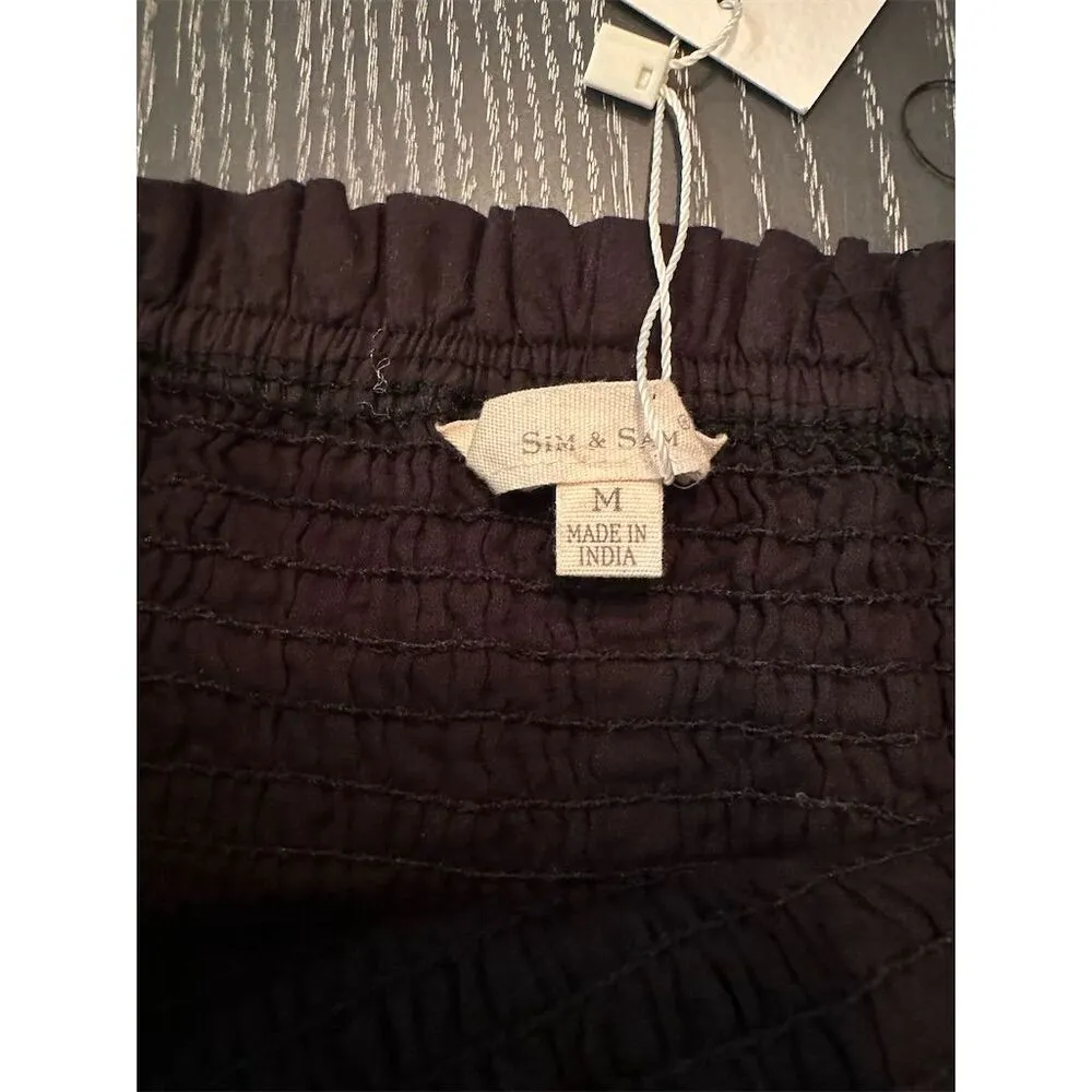 Sim & Sam Women's Black Midi Dress M casual cotton Short Puff Sleeve - Image 13