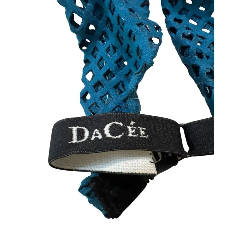 DaCee Adjustable Teal Elastic Headband Adjustable Laser Cut Blue Exercise NWOT Black - Image 4