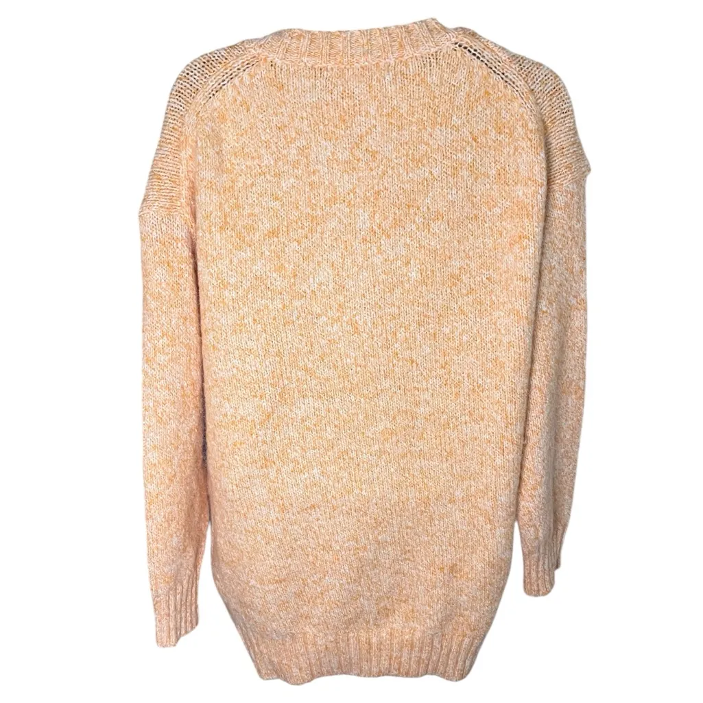 Hyfve Oversized V-Neck Sweater Textured Knit Pullover Orange M - Image 2