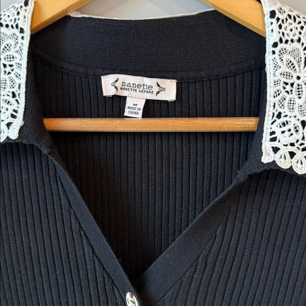 Nanette Lepore Midi Dress Sweater Lace Collar - Image 3