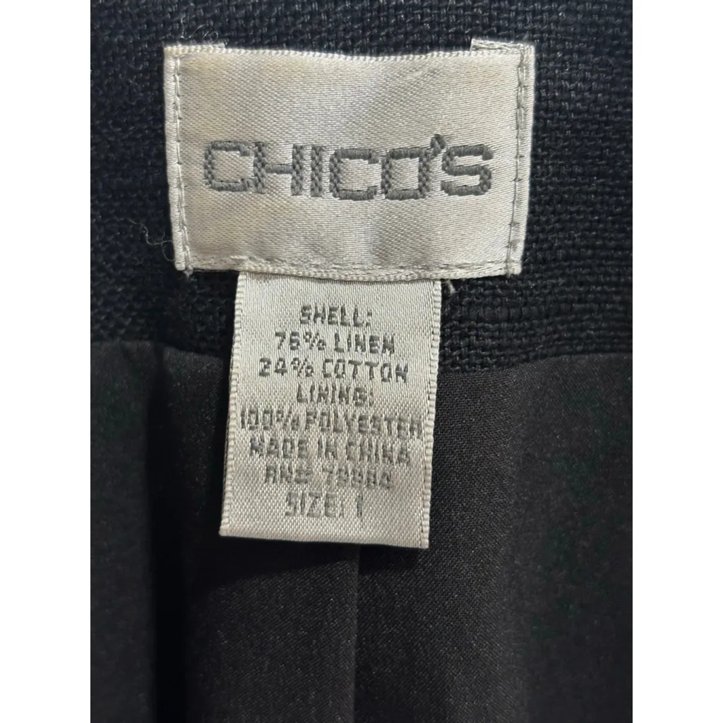 Women's CHICO'S Black Blazer with Black Chain Detail Size 1, Small - Image 2