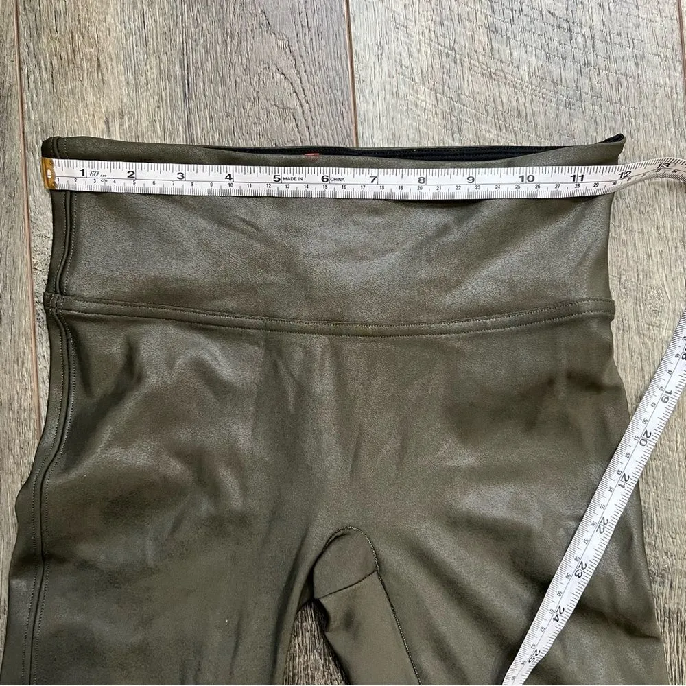 Spanx Olive Green Faux Leather Leggings Size Extra Small - Image 11