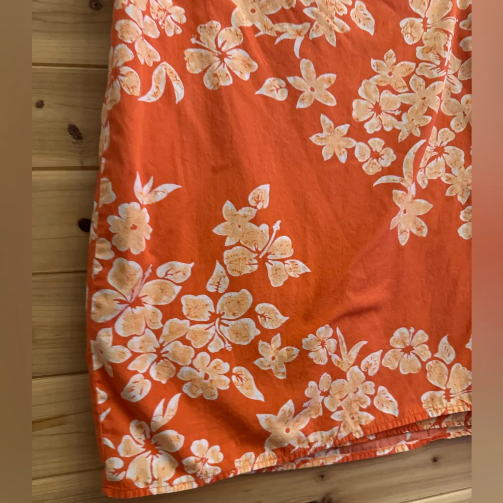 American Eagle Size 6/Small Orange Floral Wrap Tie Front Skirt Preppy Vacation - Image 4